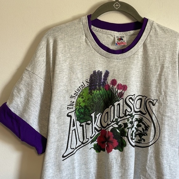 VTG 90s Tourist T-Shirt Single Stitch XL Gray Arkansas Graphic Crew Tee Retro - Picture 4 of 16